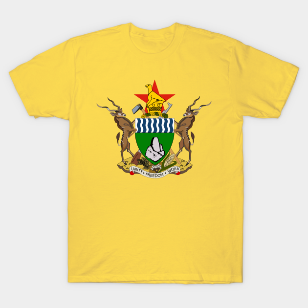 T-shirt Personnalisé – Drapeau Et Armoiries Du Zimbabwe – Noir – Taille L – Neuf Avec étiquettes